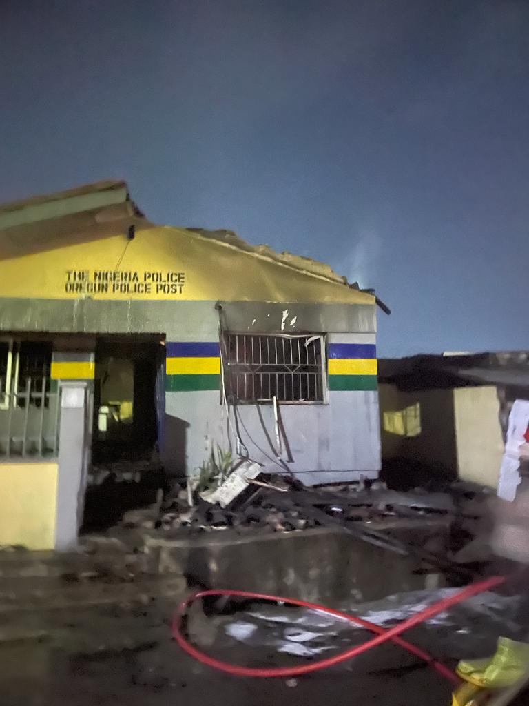 Angry youths set police station in Lagos ablaze, wreak havoc